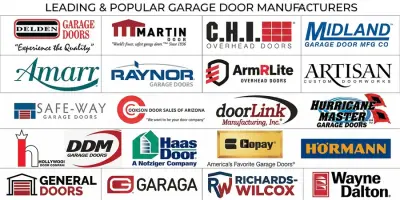 Garage door manufacturers we work with including Clopay, Amarr, C.H.I., Wayne Dalton, Raynor, Martin, Haas Door, Hormann, Safe-Way, DoorLink, Hurricane Master, and more